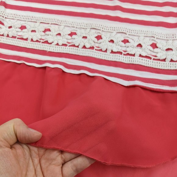 Striped Red and white Sleeveless Girls top Large - Picture 4 of 8